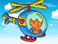 leikur Coloring Book: Cat Driving Helicopter
