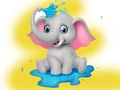 leikur Coloring Book: Elephant Spraying Water