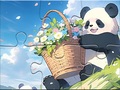 leikur Jigsaw Puzzle: Basket Flower Panda