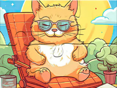 leikur Jigsaw Puzzle: Enjoying Cat