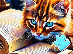 leikur Jigsaw Puzzle: Cat Reading