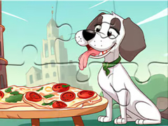 leikur Jigsaw Puzzle: Dog Eating Pizza