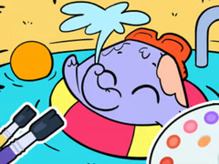 leikur Coloring Book: Elephant Swim