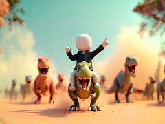 leikur Stickman: Dinosaur arena