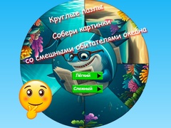 leikur Round Jigsaw Puzzle Collect Pictures of Funny Ocean Inhabitants