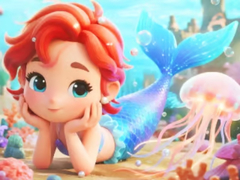 leikur Jigsaw Puzzle: Chibi Mermaid Marshmallow Jellyfish