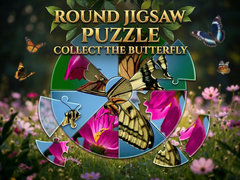 leikur Round Jigsaw Puzzle - Collect the Butterfly