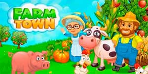 Farm Town: Hamingjusamur þorp nálægt litlum borg og bæ 